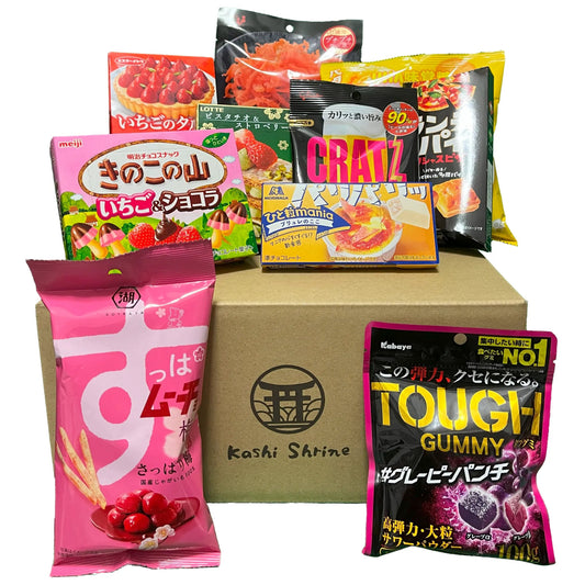 Regular Japanese Snack Box by Kashi Shrine featuring a selection of everyday Japanese snacks.