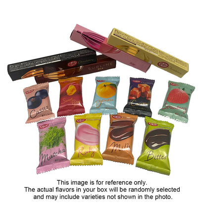 Assorted Japanese Kit Kat Chocolatory chocolates, featuring a mix of Pick-to-Mix and Sublime Series flavors. Flavors vary based on availability.