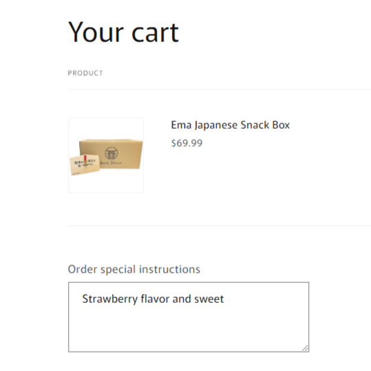 Write down your wish to purchase Ema Japanese Snack Box